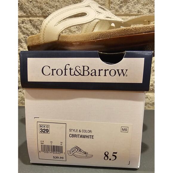 CROFT & BARROW Rita White Slide On Thong Sandals Size 8.5. New with box - Picture 2 of 7